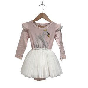ROCK YOUR BABY Light Pink Swan Print Onesie Tutu - size 2